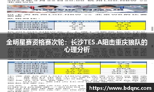 全明星赛资格赛次轮：长沙TES.A阻击重庆狼队的心理分析